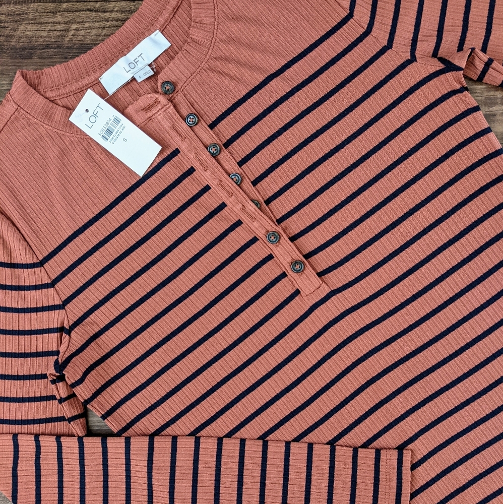 NWT Loft Striped Henley Dress